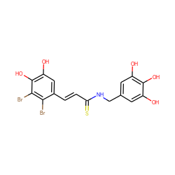 Oc1cc(CNC(=S)/C=C/c2cc(O)c(O)c(Br)c2Br)cc(O)c1O ZINC000068152839