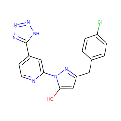 Oc1cc(Cc2ccc(Cl)cc2)nn1-c1cc(-c2nnn[nH]2)ccn1 ZINC000146711702