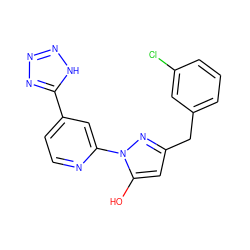 Oc1cc(Cc2cccc(Cl)c2)nn1-c1cc(-c2nnn[nH]2)ccn1 ZINC000146550400