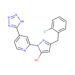 Oc1cc(Cc2ccccc2Cl)nn1-c1cc(-c2nnn[nH]2)ccn1 ZINC000146799310