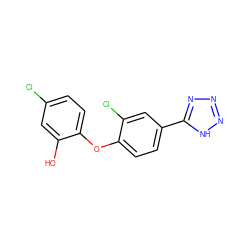 Oc1cc(Cl)ccc1Oc1ccc(-c2nnn[nH]2)cc1Cl ZINC000028529077