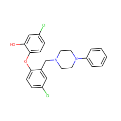 Oc1cc(Cl)ccc1Oc1ccc(Cl)cc1CN1CCN(c2ccccc2)CC1 ZINC000028572595