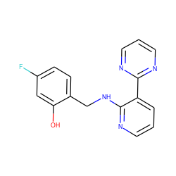 Oc1cc(F)ccc1CNc1ncccc1-c1ncccn1 ZINC000095920687