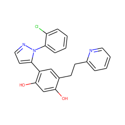 Oc1cc(O)c(-c2ccnn2-c2ccccc2Cl)cc1CCc1ccccn1 ZINC000116711715