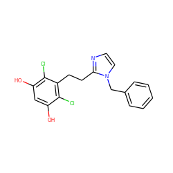 Oc1cc(O)c(Cl)c(CCc2nccn2Cc2ccccc2)c1Cl ZINC001772580659