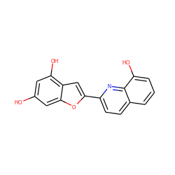 Oc1cc(O)c2cc(-c3ccc4cccc(O)c4n3)oc2c1 ZINC000653749415