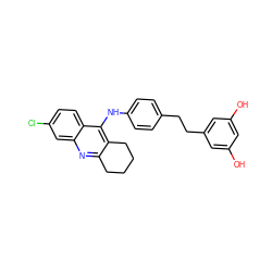 Oc1cc(O)cc(CCc2ccc(Nc3c4c(nc5cc(Cl)ccc35)CCCC4)cc2)c1 ZINC001772634620