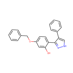 Oc1cc(OCc2ccccc2)ccc1-c1n[nH]cc1-c1ccccc1 ZINC000013126834