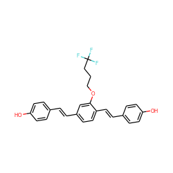 Oc1ccc(/C=C/c2ccc(/C=C/c3ccc(O)cc3)c(OCCCC(F)(F)F)c2)cc1 ZINC000169311154