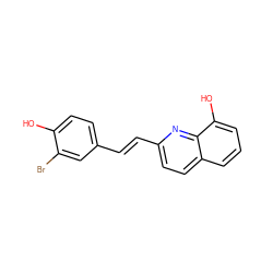 Oc1ccc(/C=C/c2ccc3cccc(O)c3n2)cc1Br ZINC000015015612