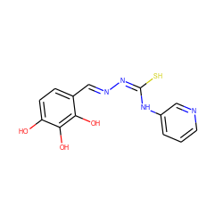 Oc1ccc(/C=N/N=C(/S)Nc2cccnc2)c(O)c1O ZINC000013878645