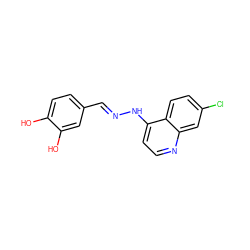 Oc1ccc(/C=N/Nc2ccnc3cc(Cl)ccc23)cc1O ZINC000006257407