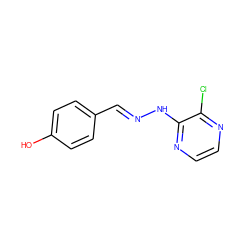 Oc1ccc(/C=N/Nc2nccnc2Cl)cc1 ZINC000004947201