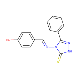 Oc1ccc(/C=N/n2c(-c3ccccc3)n[nH]c2=S)cc1 ZINC000001305413