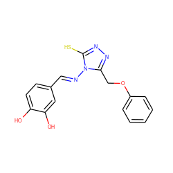 Oc1ccc(/C=N/n2c(S)nnc2COc2ccccc2)cc1O ZINC000001300175