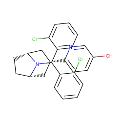 Oc1ccc([C@@H]2C[C@@H]3CC[C@H](C2)N3C(c2ccccc2Cl)c2ccccc2Cl)nc1 ZINC000103228799