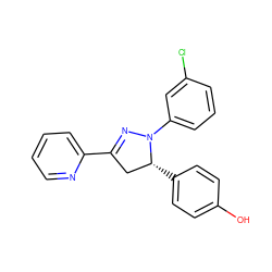 Oc1ccc([C@@H]2CC(c3ccccn3)=NN2c2cccc(Cl)c2)cc1 ZINC000299827052