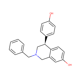 Oc1ccc([C@@H]2CN(Cc3ccccc3)Cc3cc(O)ccc32)cc1 ZINC000012353821