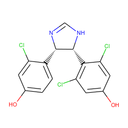 Oc1ccc([C@@H]2N=CN[C@@H]2c2c(Cl)cc(O)cc2Cl)c(Cl)c1 ZINC000013475121