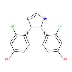 Oc1ccc([C@@H]2N=CN[C@@H]2c2ccc(O)cc2Cl)c(Cl)c1 ZINC000013475118