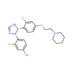 Oc1ccc([C@@H]2N=CN[C@@H]2c2ccc(OCCN3CCCCC3)cc2Cl)c(Cl)c1 ZINC000013607934