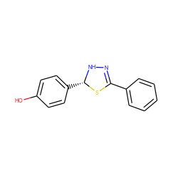 Oc1ccc([C@@H]2NN=C(c3ccccc3)S2)cc1 ZINC000000275154