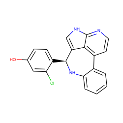 Oc1ccc([C@@H]2Nc3ccccc3-c3ccnc4[nH]cc2c34)c(Cl)c1 ZINC000043196196