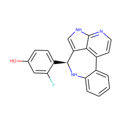 Oc1ccc([C@@H]2Nc3ccccc3-c3ccnc4[nH]cc2c34)c(F)c1 ZINC000045368721