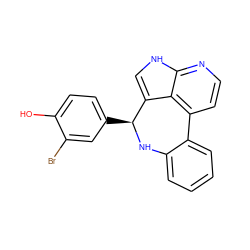 Oc1ccc([C@@H]2Nc3ccccc3-c3ccnc4[nH]cc2c34)cc1Br ZINC000045339007