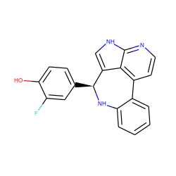 Oc1ccc([C@@H]2Nc3ccccc3-c3ccnc4[nH]cc2c34)cc1F ZINC000045337206