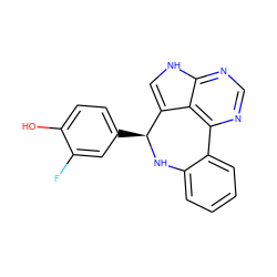 Oc1ccc([C@@H]2Nc3ccccc3-c3ncnc4[nH]cc2c34)cc1F ZINC000045336883