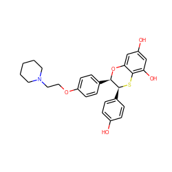 Oc1ccc([C@@H]2Sc3c(O)cc(O)cc3O[C@@H]2c2ccc(OCCN3CCCCC3)cc2)cc1 ZINC000026663973