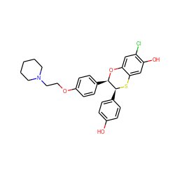 Oc1ccc([C@@H]2Sc3cc(O)c(Cl)cc3O[C@@H]2c2ccc(OCCN3CCCCC3)cc2)cc1 ZINC000026651278