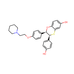 Oc1ccc([C@@H]2Sc3cc(O)ccc3O[C@@H]2c2ccc(OCCN3CCCCC3)cc2)cc1 ZINC000012503886