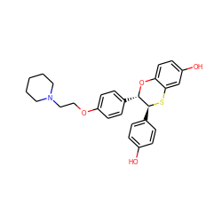 Oc1ccc([C@@H]2Sc3cc(O)ccc3O[C@H]2c2ccc(OCCN3CCCCC3)cc2)cc1 ZINC000012503888