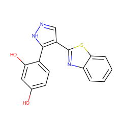 Oc1ccc(-c2[nH]ncc2-c2nc3ccccc3s2)c(O)c1 ZINC000100633366