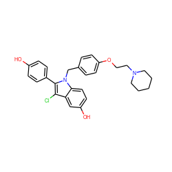 Oc1ccc(-c2c(Cl)c3cc(O)ccc3n2Cc2ccc(OCCN3CCCCC3)cc2)cc1 ZINC000034365765