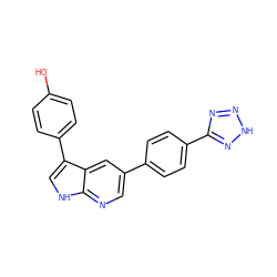 Oc1ccc(-c2c[nH]c3ncc(-c4ccc(-c5nn[nH]n5)cc4)cc23)cc1 ZINC001772582249