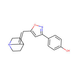 Oc1ccc(-c2cc(/C=C3/CN4CCC3CC4)on2)cc1 ZINC000026672306