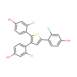 Oc1ccc(-c2cc(-c3ccc(O)cc3Cl)c(-c3ccc(O)cc3Cl)s2)c(Cl)c1 ZINC000095589124