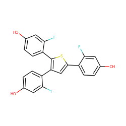 Oc1ccc(-c2cc(-c3ccc(O)cc3F)c(-c3ccc(O)cc3F)s2)c(F)c1 ZINC000095586760