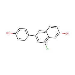 Oc1ccc(-c2cc(Cl)c3cc(O)ccc3c2)cc1 ZINC000013645099