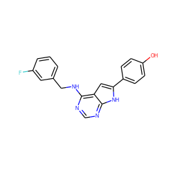 Oc1ccc(-c2cc3c(NCc4cccc(F)c4)ncnc3[nH]2)cc1 ZINC000073196657