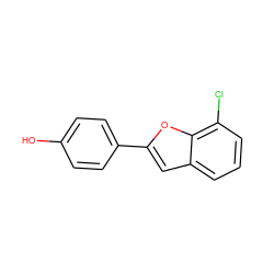 Oc1ccc(-c2cc3cccc(Cl)c3o2)cc1 ZINC000130195341