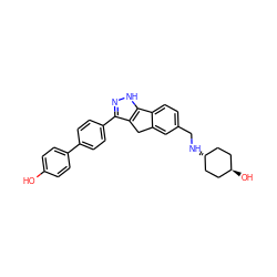 Oc1ccc(-c2ccc(-c3n[nH]c4c3Cc3cc(CN[C@H]5CC[C@H](O)CC5)ccc3-4)cc2)cc1 ZINC000253660124