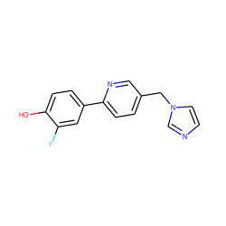 Oc1ccc(-c2ccc(Cn3ccnc3)cn2)cc1F ZINC000084602029