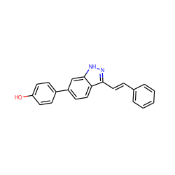 Oc1ccc(-c2ccc3c(/C=C/c4ccccc4)n[nH]c3c2)cc1 ZINC000167268323