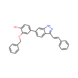 Oc1ccc(-c2ccc3c(/C=C/c4ccccc4)n[nH]c3c2)cc1OCc1ccccc1 ZINC000166804388