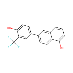 Oc1ccc(-c2ccc3c(O)cccc3c2)cc1C(F)(F)F ZINC000073141782