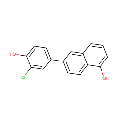 Oc1ccc(-c2ccc3c(O)cccc3c2)cc1Cl ZINC000073141784